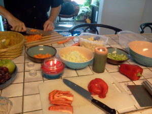 Bowls of food and candles