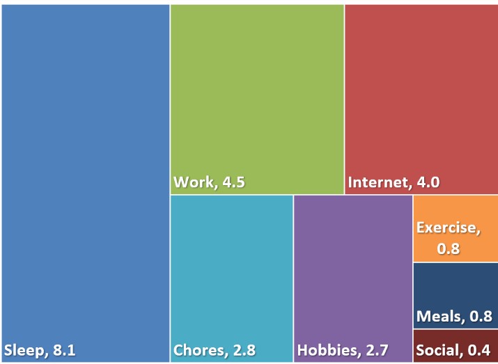 A chart breaking down an average day.